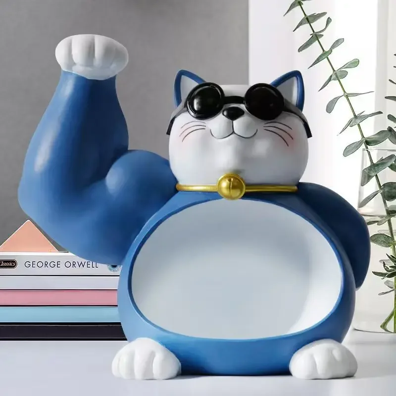 Lucky-Cat-Key-Remote-Control-Storage-Organizer-Ornaments-Resin-Crafts-Living-Room-Animal-Figurines-Decoration-Modern-3
