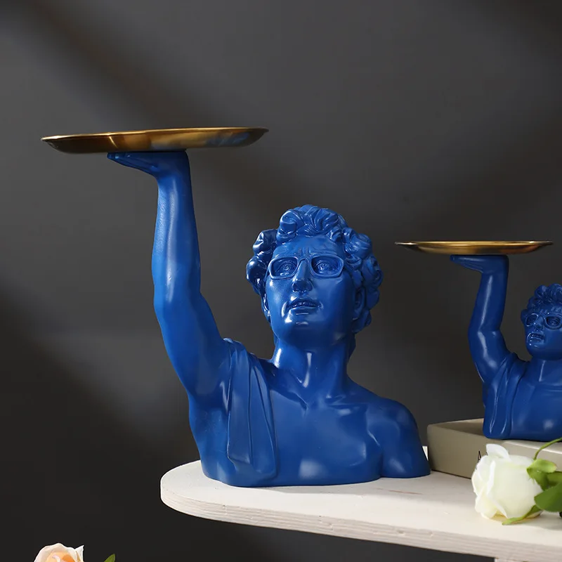 Modern David Statue with Storage Marble-Resin Jewelry Box Organizer Classical Art Decor for Home Desk Functional Sculpture Gift