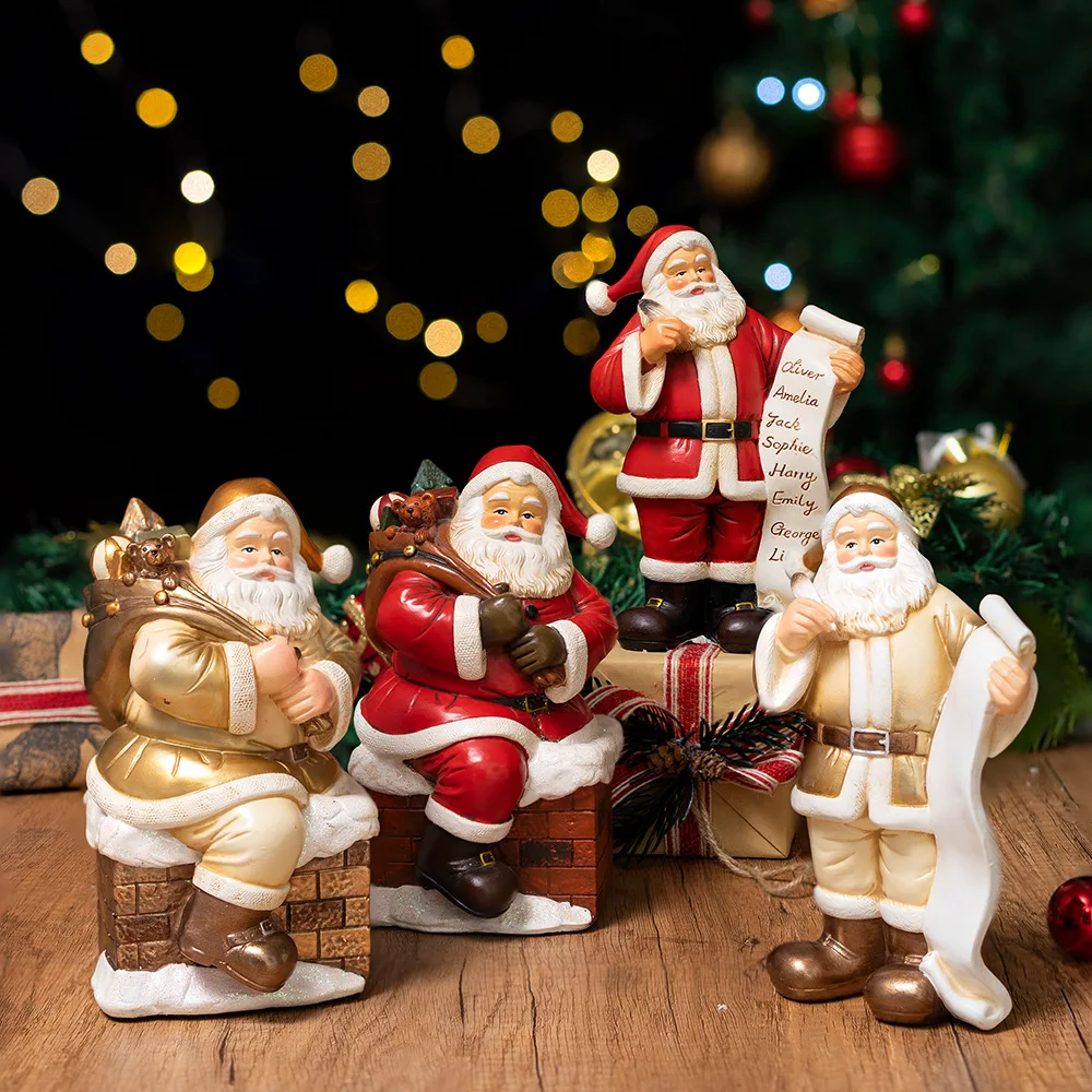 Santa Claus Statue Resin Craft for Christmas Decor Festive Home Garden Ornament Perfect Holiday Gift Xmas Tabletop Decoration